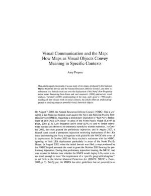 Visual Communication and the Map: How Maps As Visual Objects Convey Meaning in Specific Contexts
