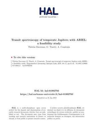 Transit Spectroscopy of Temperate Jupiters with ARIEL: a Feasibility Study Thérèse Encrenaz, G