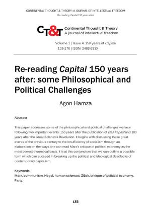 Re-Reading Capital 150 Years After: Some Philosophical and Political Challenges