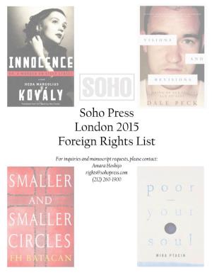 Soho Press London 2015 Foreign Rights List
