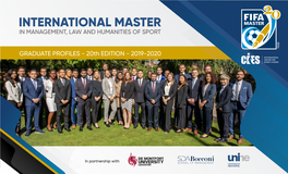International Master in Management, Law and Humanities of Sport