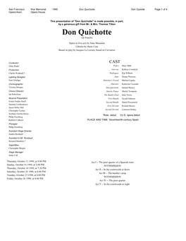 Don Quichotte Don Quixote Page 1 of 4 Opera Assn