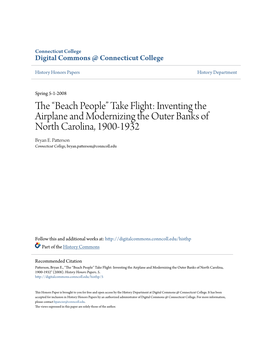 “Beach People” Take Flight: Inventing the Airplane and Modernizing the Outer Banks of North Carolina, 1900-1932 Bryan E