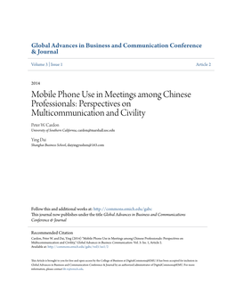 Mobile Phone Use in Meetings Among Chinese Professionals: Perspectives on Multicommunication and Civility Peter W
