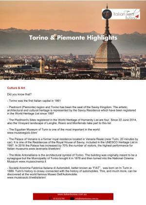 Torino & Piemonte Highlights