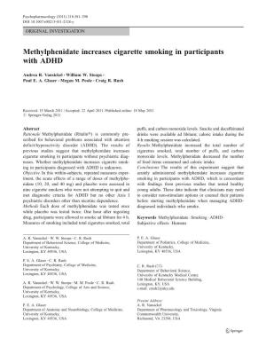 Methylphenidate Increases Cigarette Smoking in Participants with ADHD