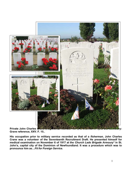 1 Private John Charles Crane (Regimental Number 4074) Is Interred