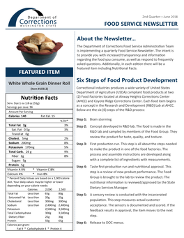 Nutrition Facts (2) Food Factories Located at Airway Heights Corrections Center (AHCC) and Coyote Ridge Corrections Center