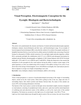 Visual Perception. Electromagnetic Conception for the Eyesight