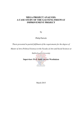 A Case Study of the Gauteng Freeway Improvement Project