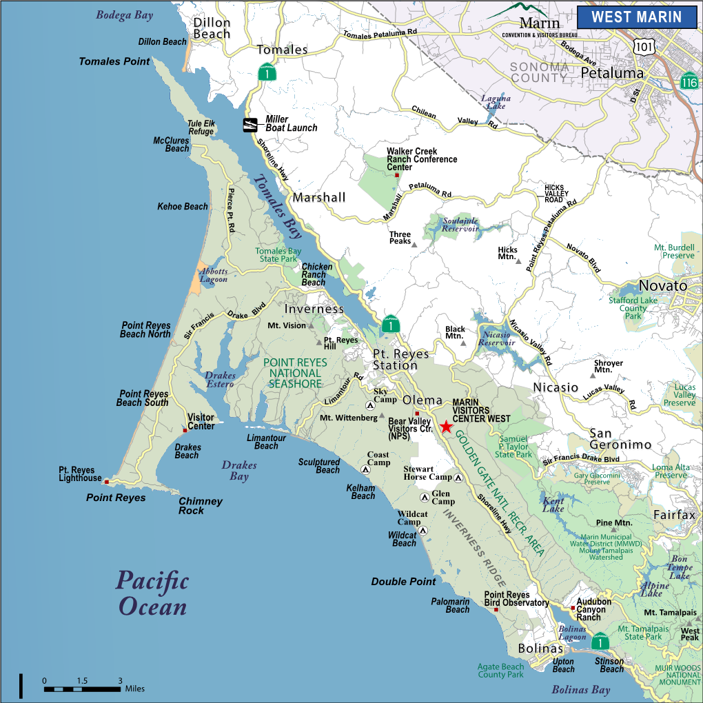 WEST MARIN T a Rd Beach Omales Petalum Dillon Beach B Od Tomales Eg a Av Tomales Point SONOMA E COUNTY Petaluma