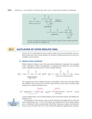 22.7 Alkylation of Ester Enolate Ions