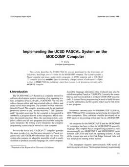 Implementing the UCSD PASCAL System on the MODCOMP Computer
