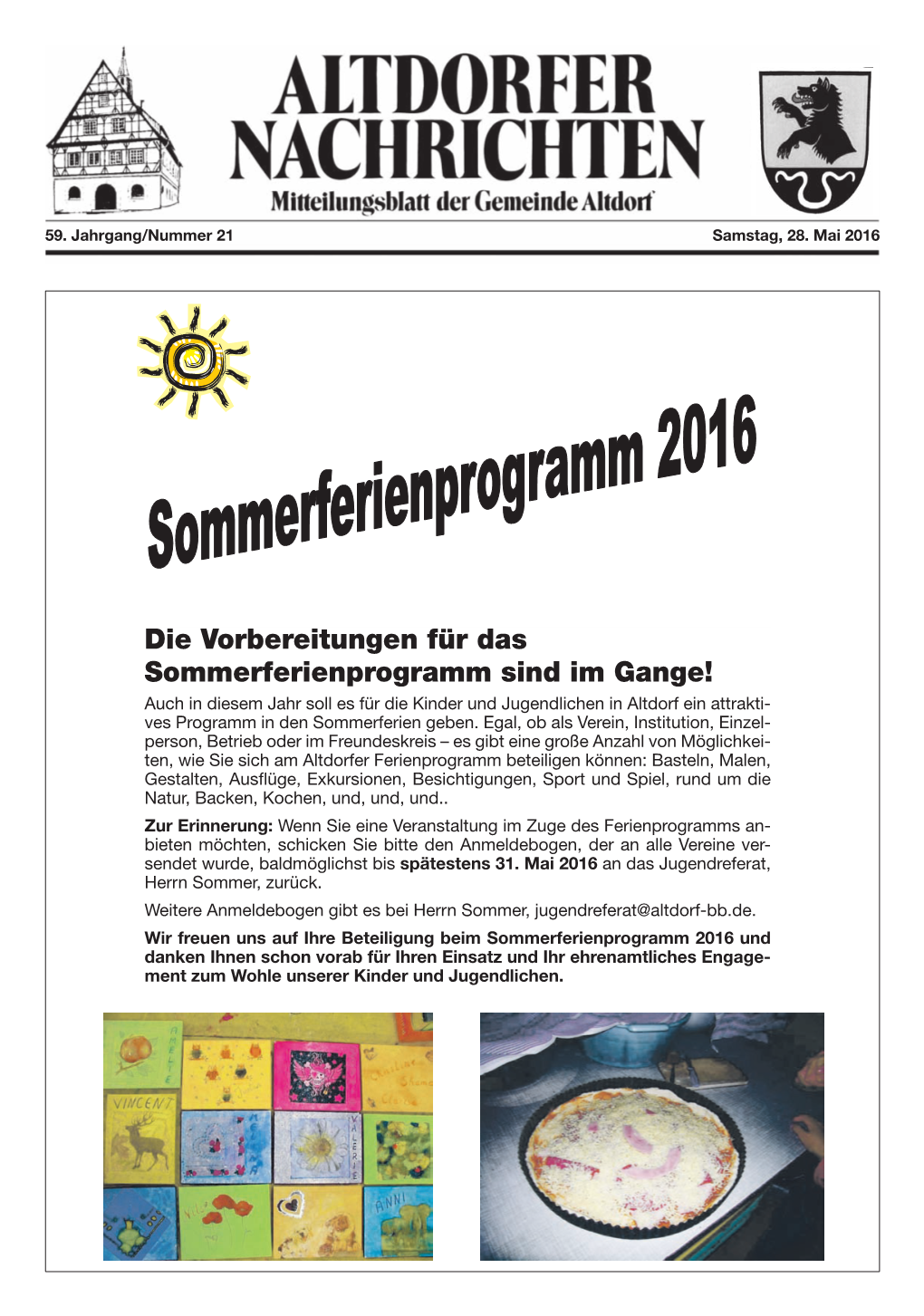 Die Vorbereitungen Für Das Sommerferienprogramm Sind Im