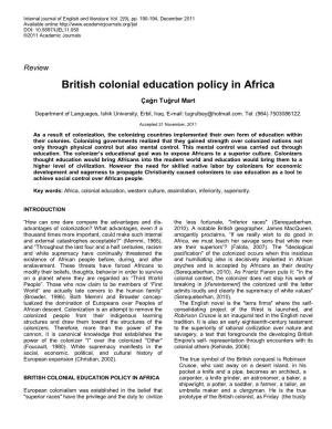 British Colonial Education Policy in Africa