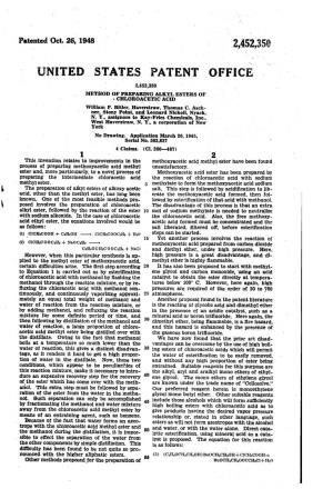 UNITED STATES PATENT OFFICE 2,452,350 METHOD of PRE PARNG ALKY ESTERS of CHOROACET CACD William P
