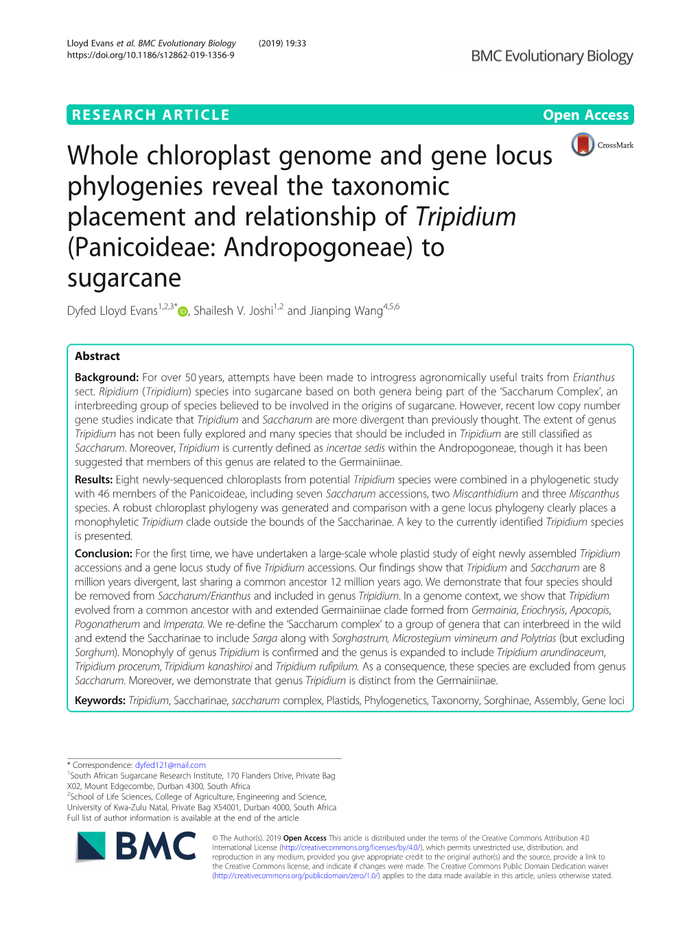 Whole Chloroplast Genome and Gene Locus Phylogenies Reveal The