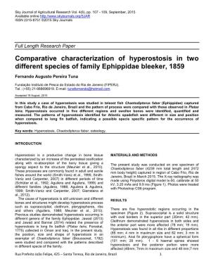Comparative Characterization of Hyperostosis in Two Different Species of Family Ephippidae Bleeker, 1859