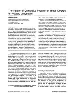The Nature of Cumulative Impacts on Biotic Diversity of Wetland Vertebrates