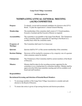 Nominating/Annual General Meeting (Agm) Committee