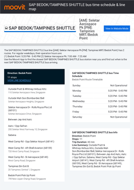 SAP BEDOK/TAMPINES SHUTTLE Bus Time Schedule & Line Route