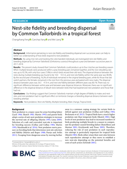 Nest-Site Fidelity and Breeding Dispersal by Common Tailorbirds In