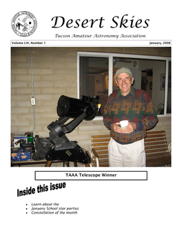 Desert Skies Tucson Amateur Astronomy Association Volume LIV, Number 1 January, 2008
