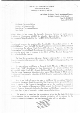 Msdp-13/312/2017-Msdp-Moma Government of India Ministry of Minority Affairs