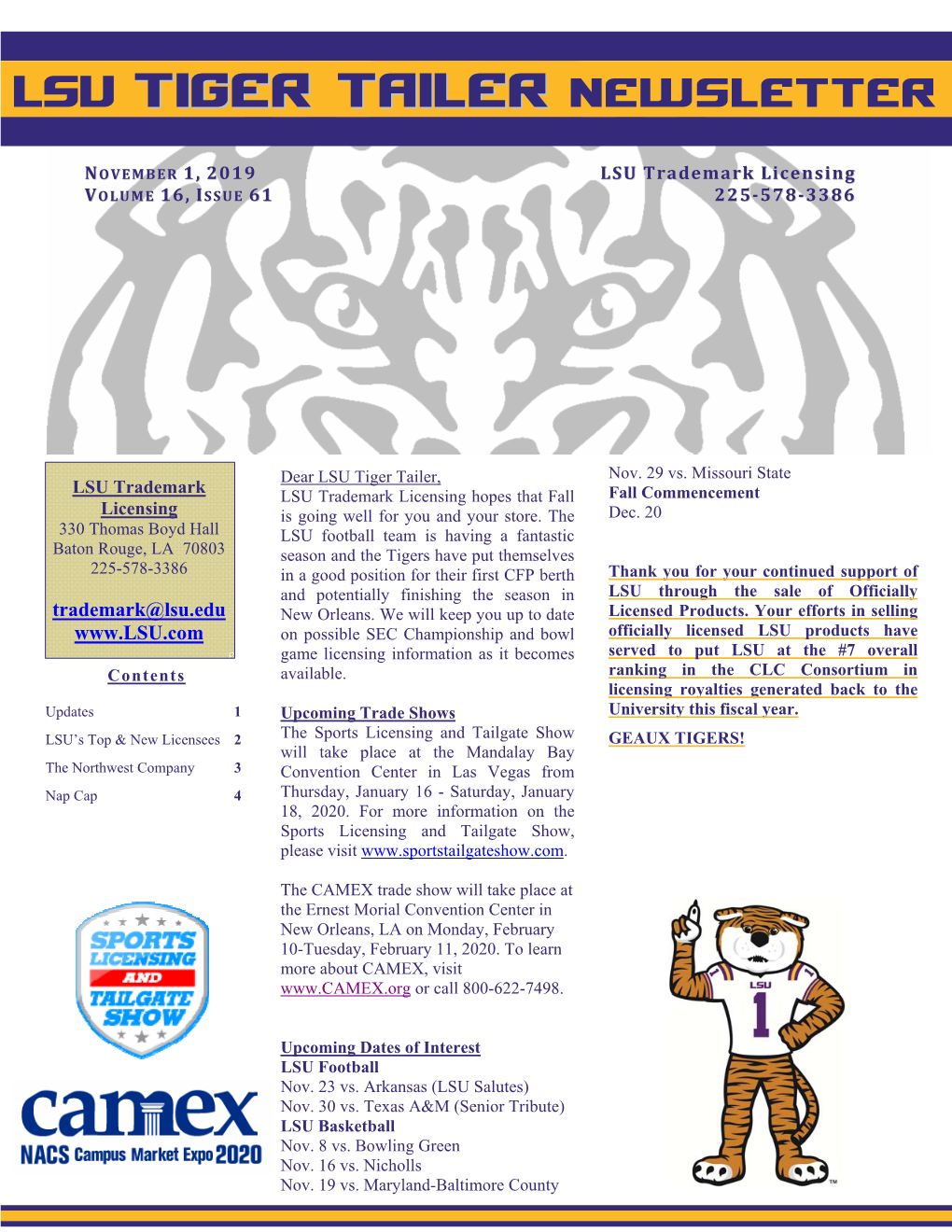 Tiger Tailer Newsletter