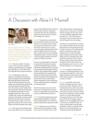 Retirement Security: a Discussion with Alicia H. Munnell