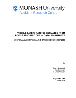 Vehicle Safety Ratings Estimated from Police Reported Crash Data: 2005 Update
