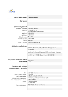 Curriculum Vitae Condino Eugenio Europass