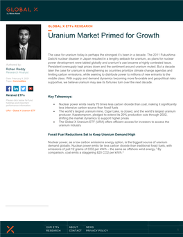 Uranium Market Primed for Growth
