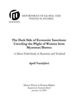 The Dark Side of Economic Sanctions: Unveiling the Plight of Women from Myanmar/Burma