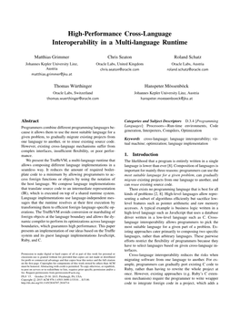 High-Performance Cross-Language Interoperability in a Multi-Language Runtime