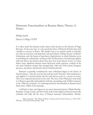 Harmonic Functionalism in Russian Music Theory: a Primer