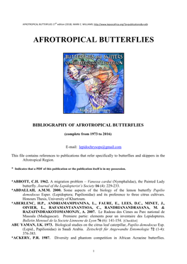AFROTROPICAL BUTTERFLIES 17Th Edition (2018)