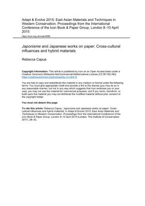 Japonisme and Japanese Works on Paper: Cross-Cultural Influences and Hybrid Materials