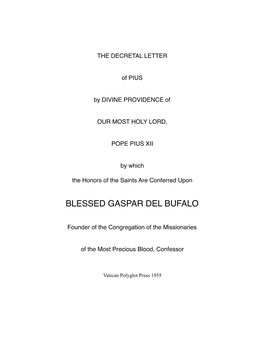 Blessed Gaspar Del Bufalo