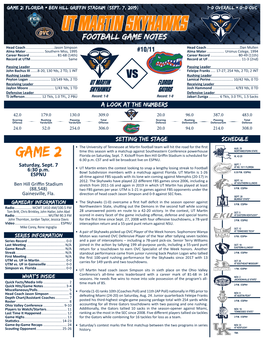 Game 2: Florida • Ben Hill Griffin Stadium (Sept