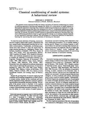 Classical Conditioning of Model Systems: a Behavioral Review