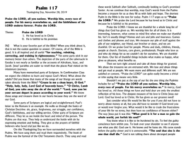 Psalm 117 These Words Sabbath After Sabbath, Continually Looking to God’S Promised Savior