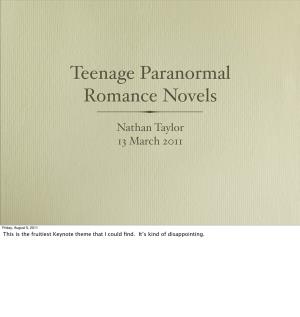 Teenage Paranormal Romance Novels