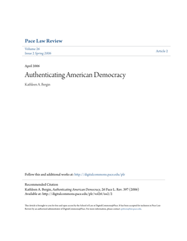 Authenticating American Democracy Kathleen A