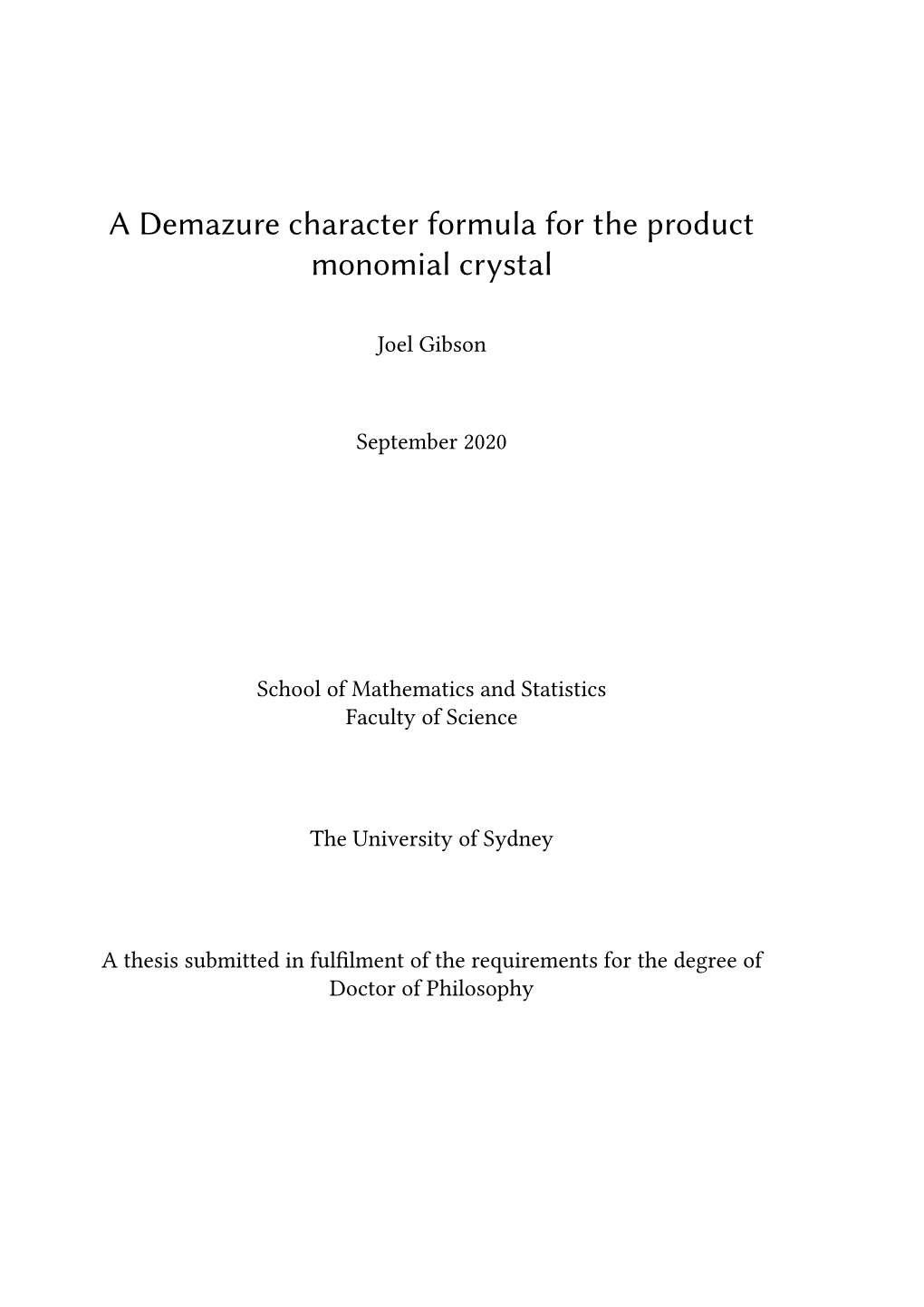 Thesis Submitted in Fulfilment of the Requirements for the Degree of Doctor of Philosophy