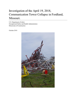 Investigation of the April 19, 2018, Communication Tower Collapse in Fordland, Missouri