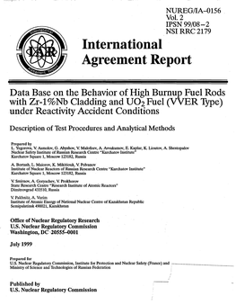 Data Base on the Behavior of High Burnup Fuel Rods with Zr-1%Nb Cladding and U0 2 Fuel (VVER Type) Under Reactivity Accident Conditions