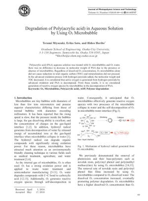 Degradation of Poly(Acrylic Acid) in Aqueous Solution by Using O3 Microbubble