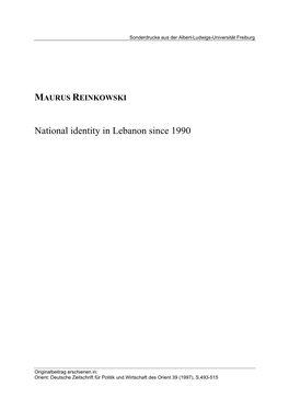 National Identity in Lebanon Since 1990
