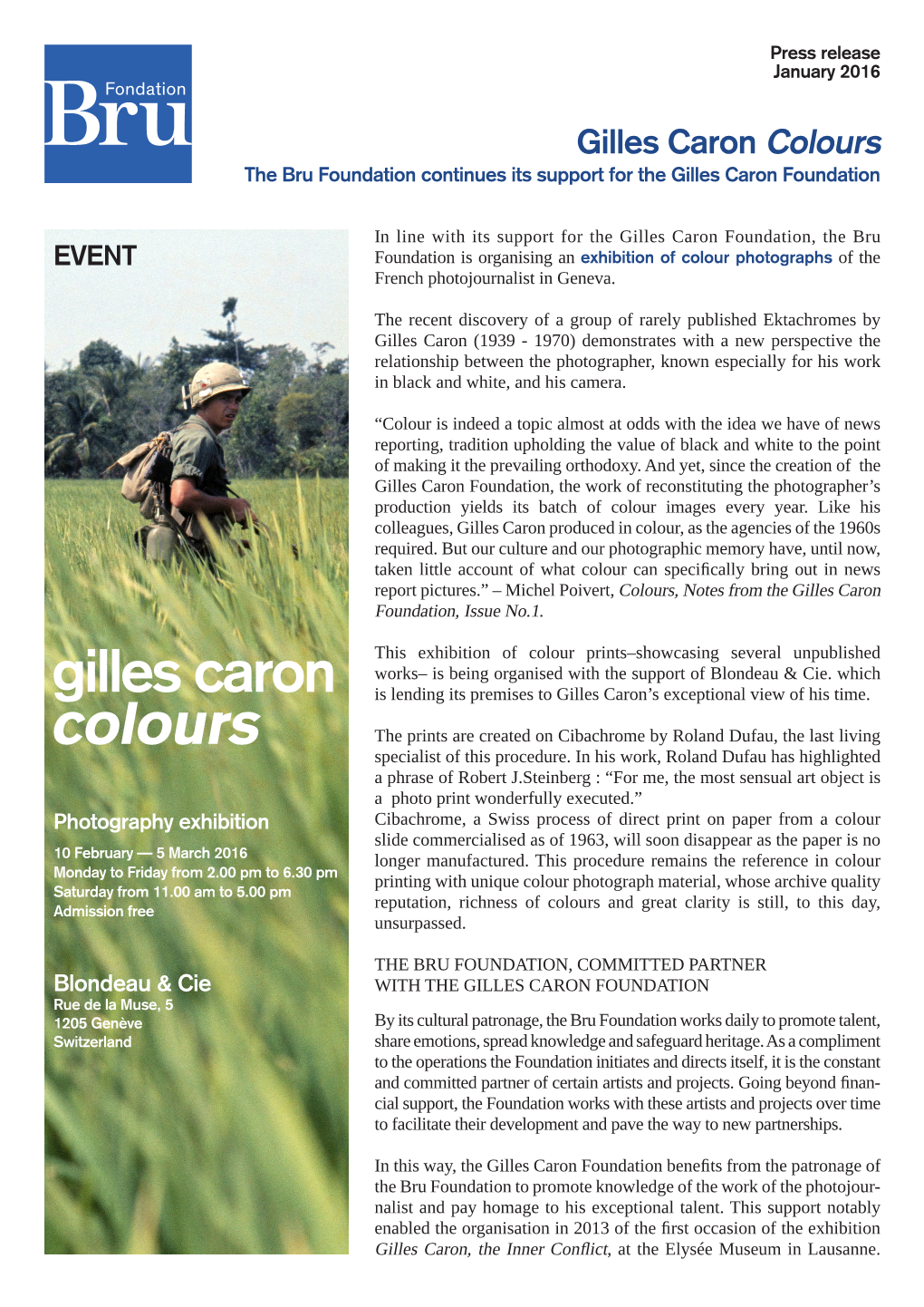 Gilles Caron Colours the Bru Foundation Continues Its Support for the Gilles Caron Foundation